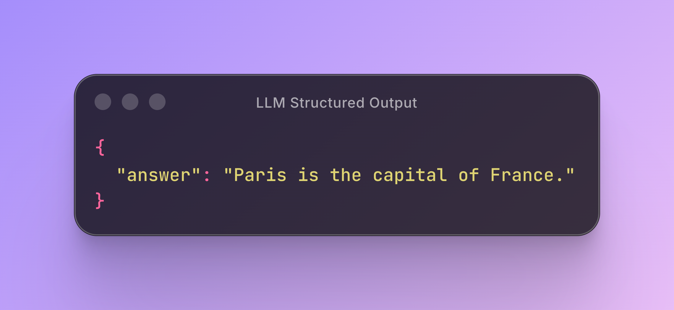 LLM Structured Output showing full JSON format